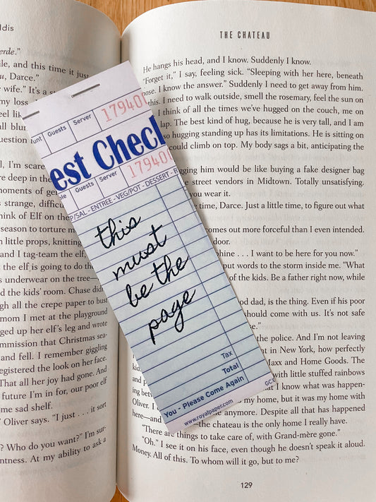 "This must be the page" Receipt Bookmark
