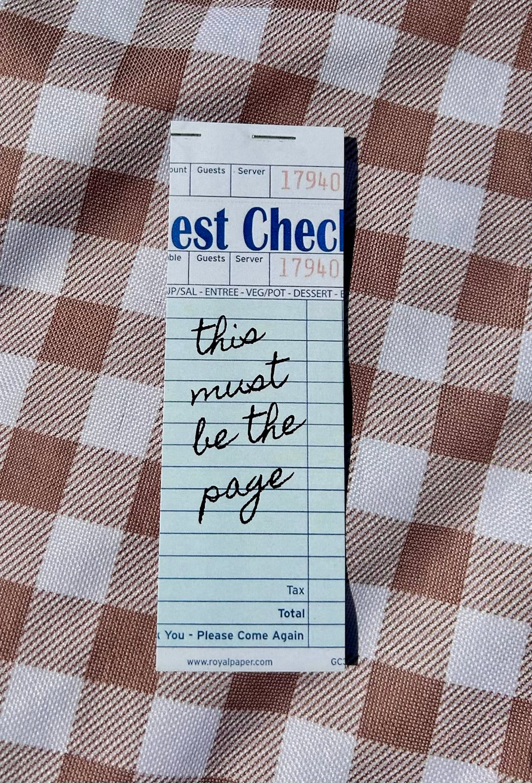 "This must be the page" Receipt Bookmark