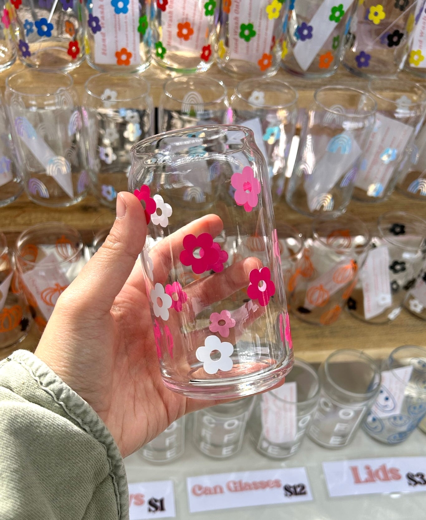 Pink Mini Flower Can Glass