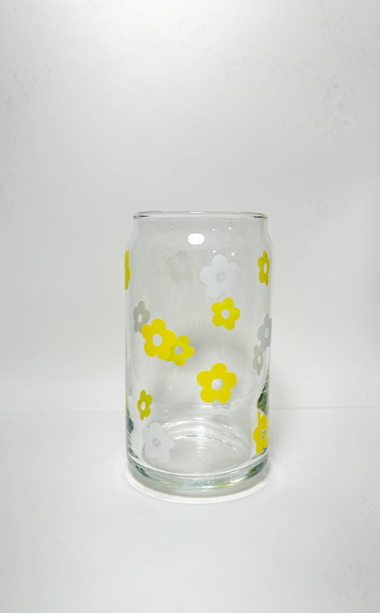 Yellow Mini Flowers Can Glass