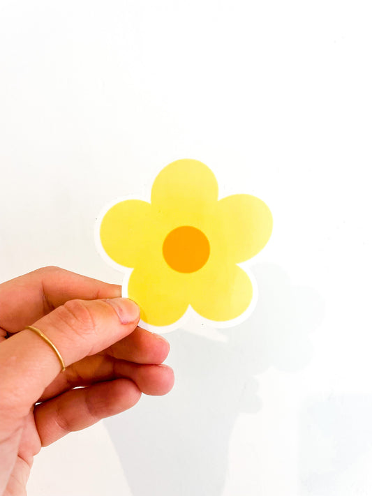 Yellow Retro Flower Sticker