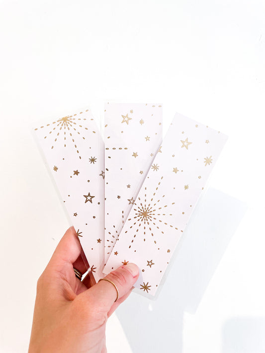 Gold Foil Starburst-White Bookmark