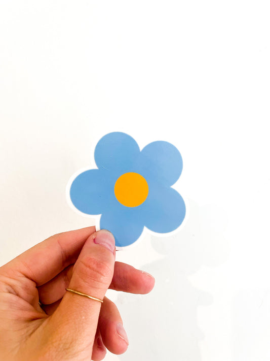 Blue Retro Flower Sticker