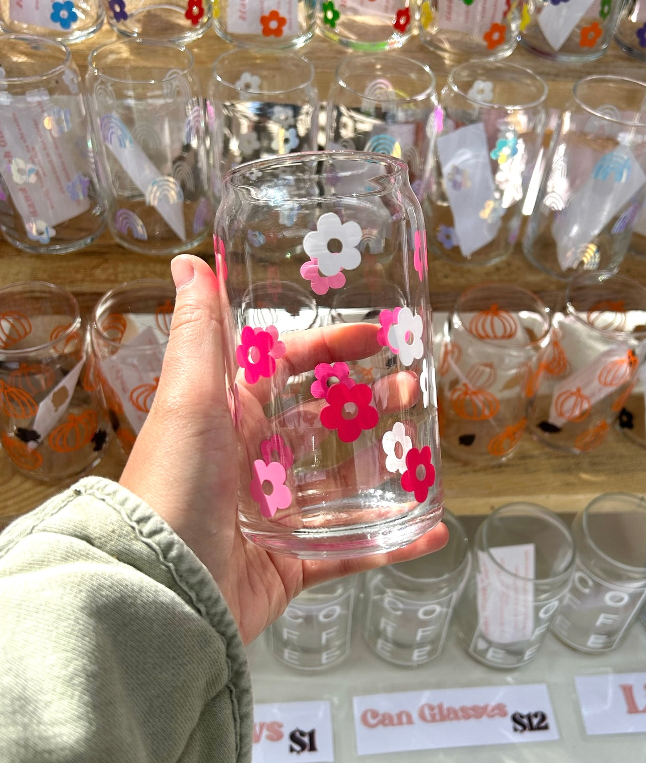 Pink Mini Flower Can Glass