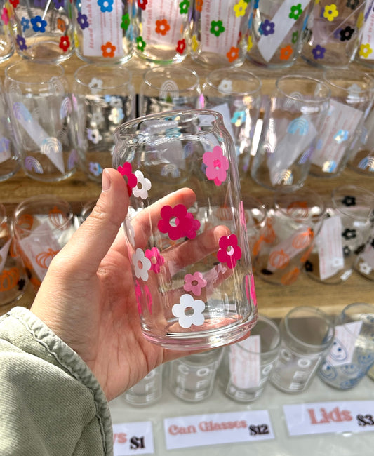 Pink Mini Flower Can Glass