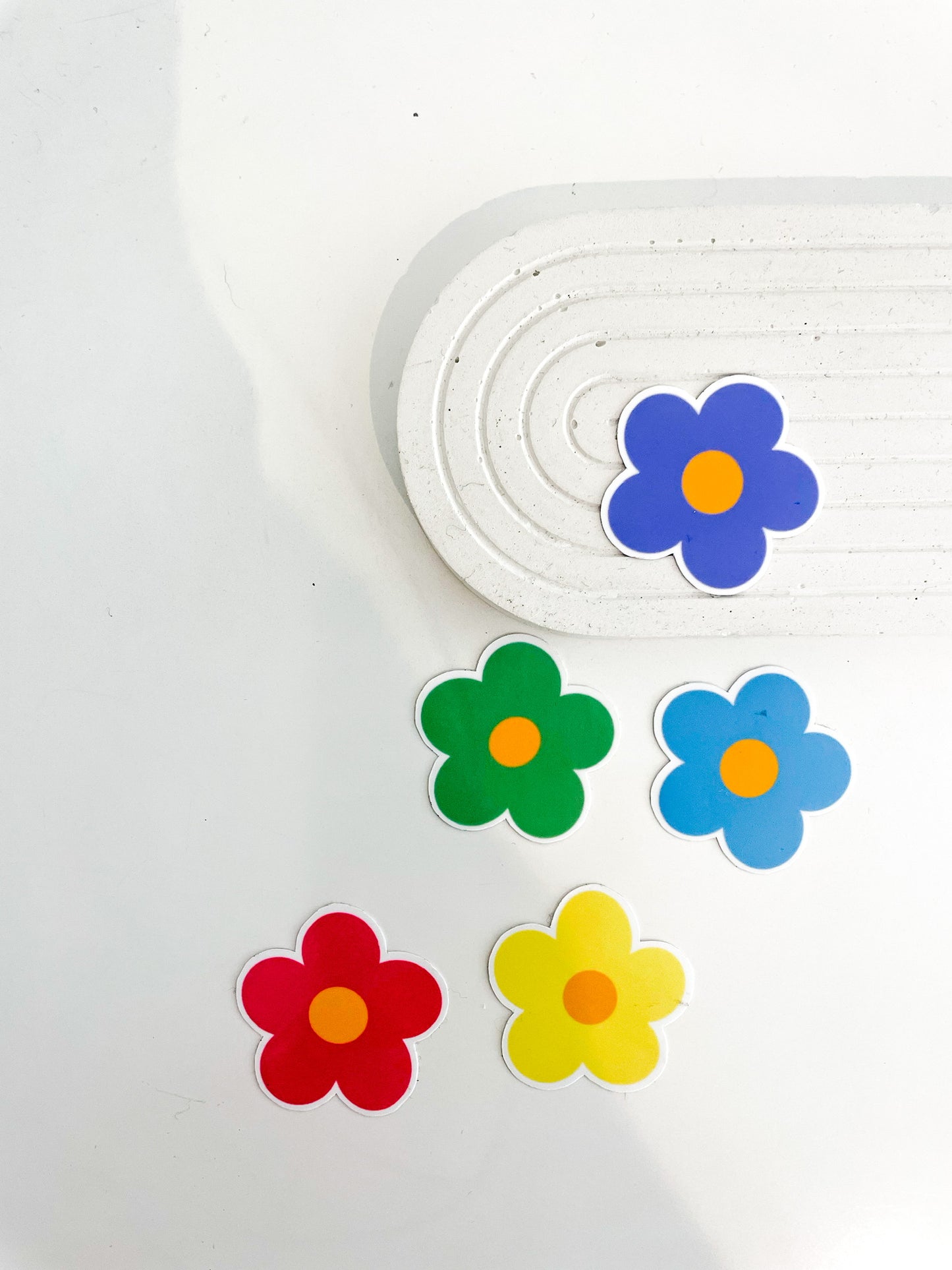 Blue Retro Flower Sticker