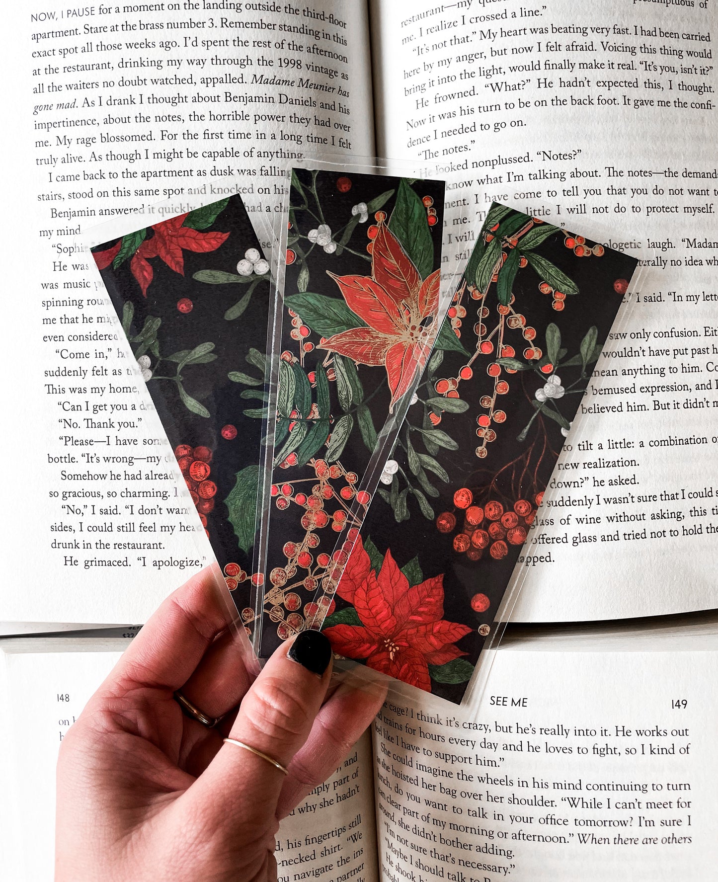 Gold Foil Poinsettia Bookmark